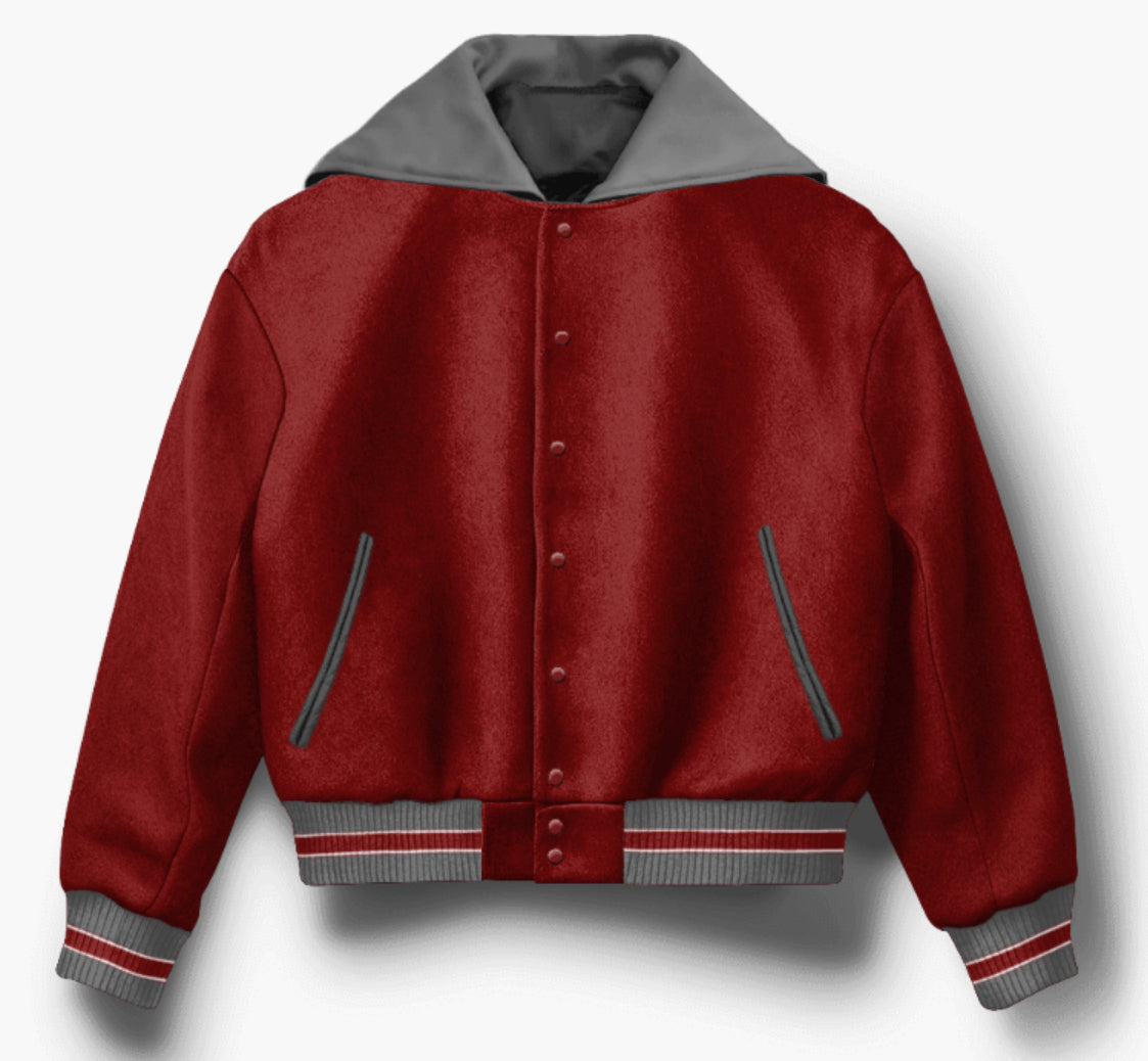 GIRLS LETTER JACKET STD SCHOOLS ALL WOOL WITH HOOD S-XL